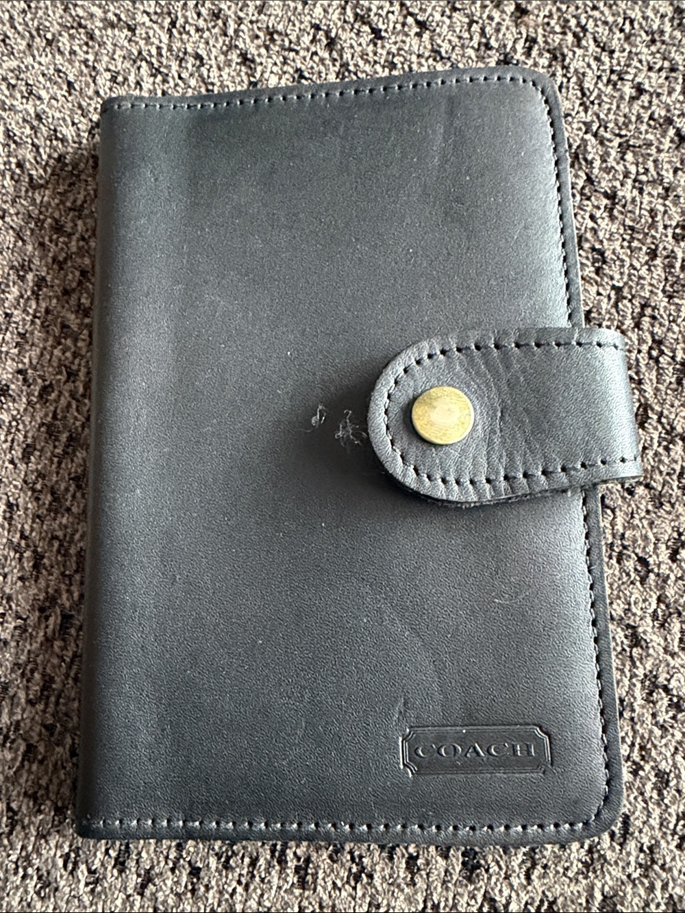Coach Black Leather Snap Closure Y2K agenda cover  USA